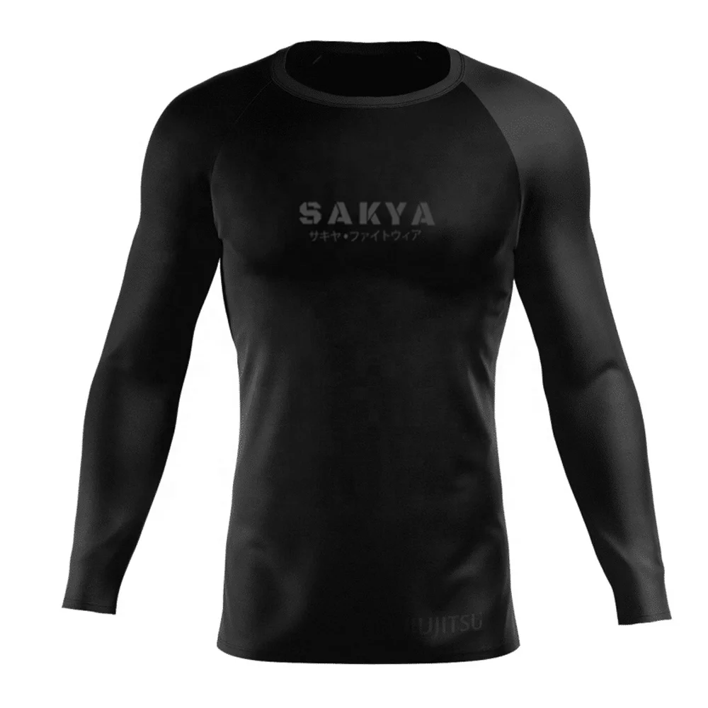 Оптовая продажа высококачественных рубашек для плавания Jiu Jitsu с логотипом на заказ длинным рукавом мужчин Bjj Rashguard спортивная