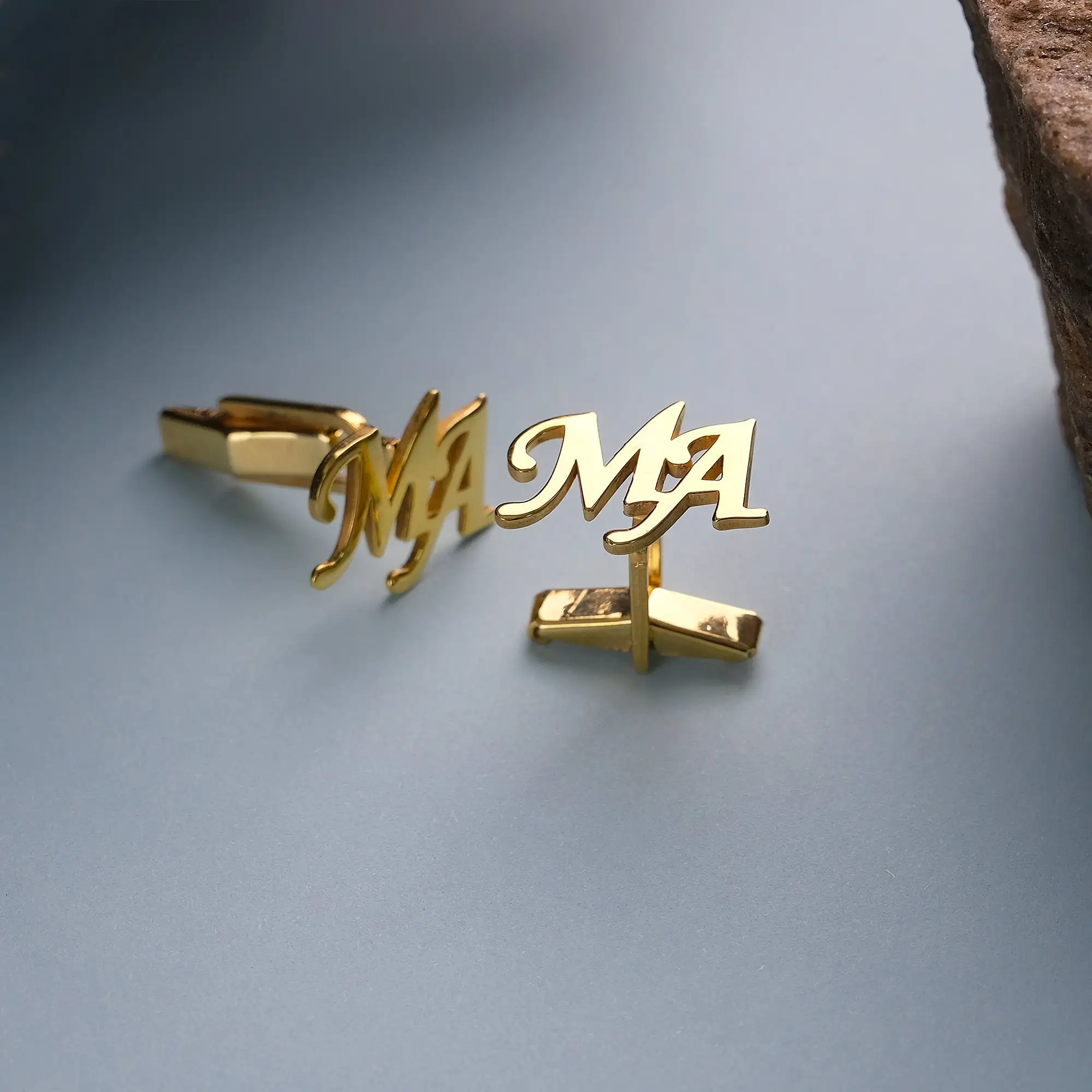 Lateefah OEM Luxury Custom Letter Men initial wedding Cufflinks Stainless Steel name groomsmen cufflinks for men