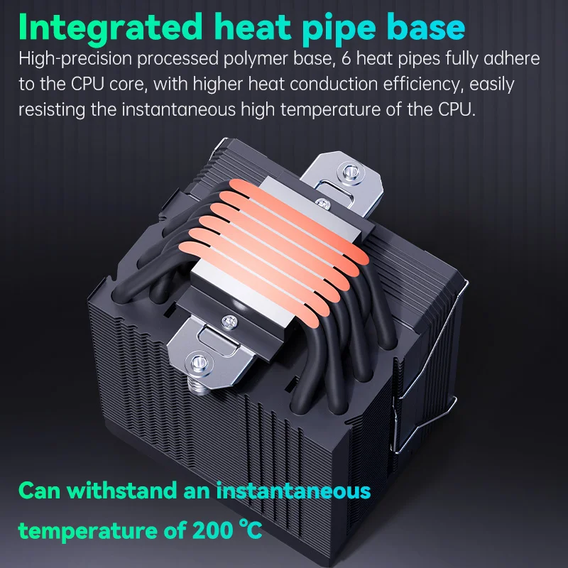 SNOWMAN 2024 Quiet 6 Heat Pipe TDP 180W CPU Coolers PWM 4Pin 5V 3Pin ARGB Single Tower Cooling Fan CPU Heat Sink- Black