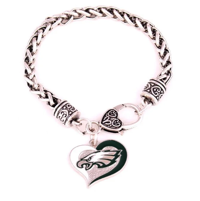 NFL Sports Team Cowboards 49 Person Charm Bracelets Featuring Eagles Crow Signs & Oil Drop Heart Design