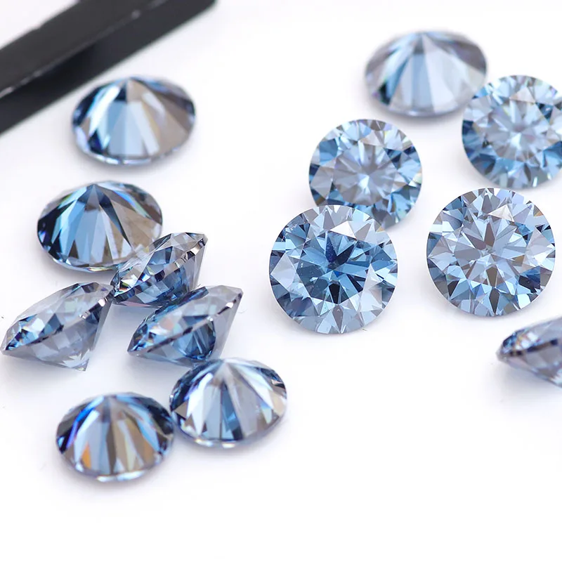 Wholesale blue moissanite vvs clarity custom ct size shape original blue color for custom jewelry loose moissanite stone