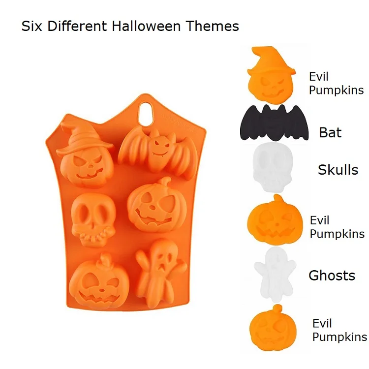 Food Grade Halloween Pumpkin Baking Tools Ghost Chocolate Kitchen Baking Molds Silicone Candy Cookie Mold