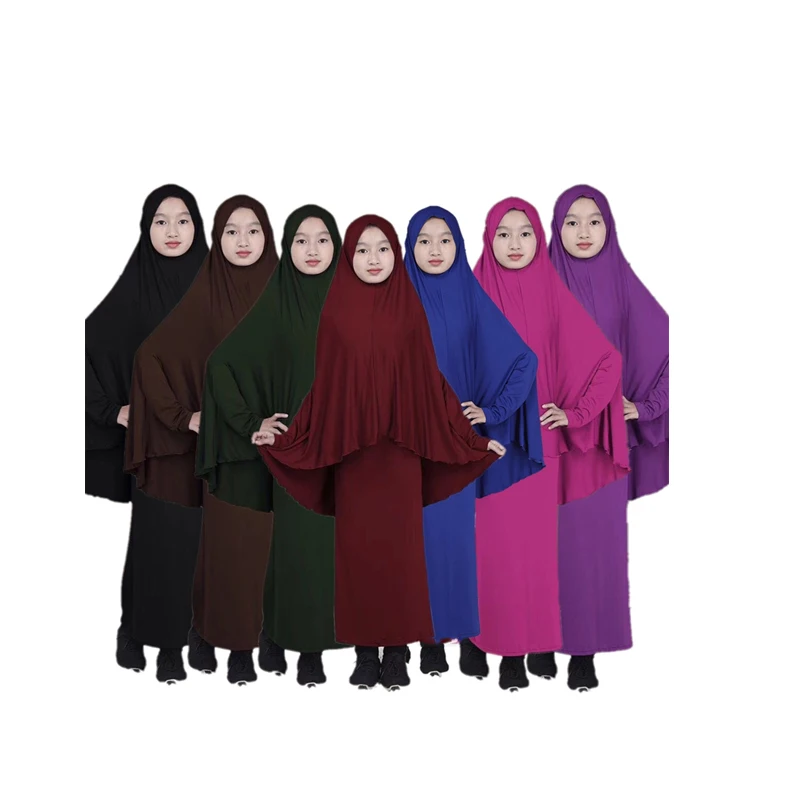 2022 Dubai Hijab Muslim Child Long Abaya Girls Prayer Dress Student Arab Clothes Children Khimar Kids Islamic Clothing Wholesale
