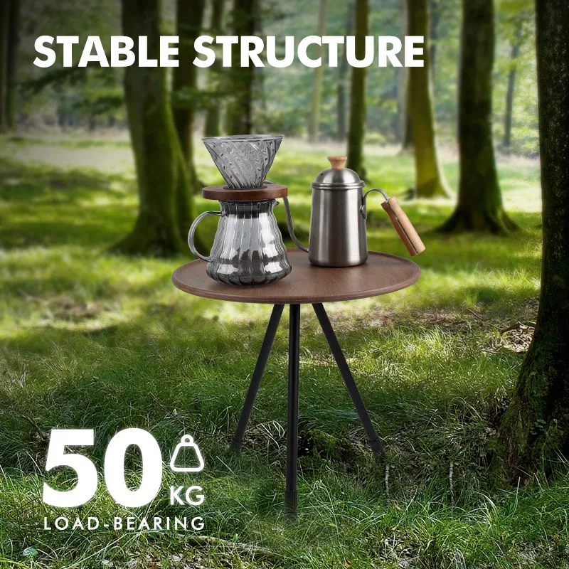 KingGear Outdoor Round Folding Table Aluminum Round Side Table Portable Collapsible Light Small Round Camping Table