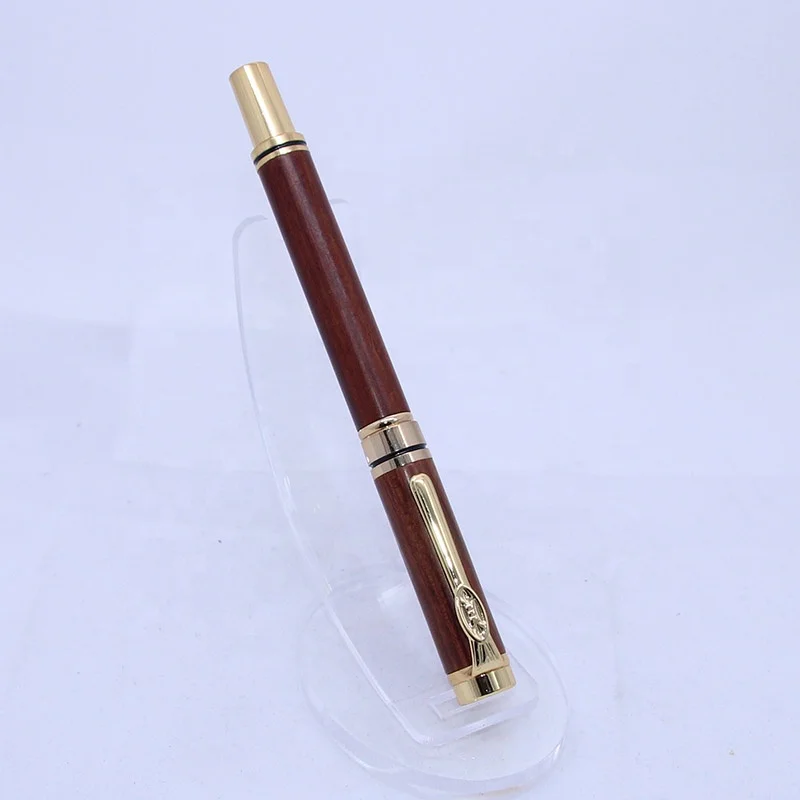 Luxury custom logo smoothing writing wood fountain pen advertising promotional business gift wooden pen set