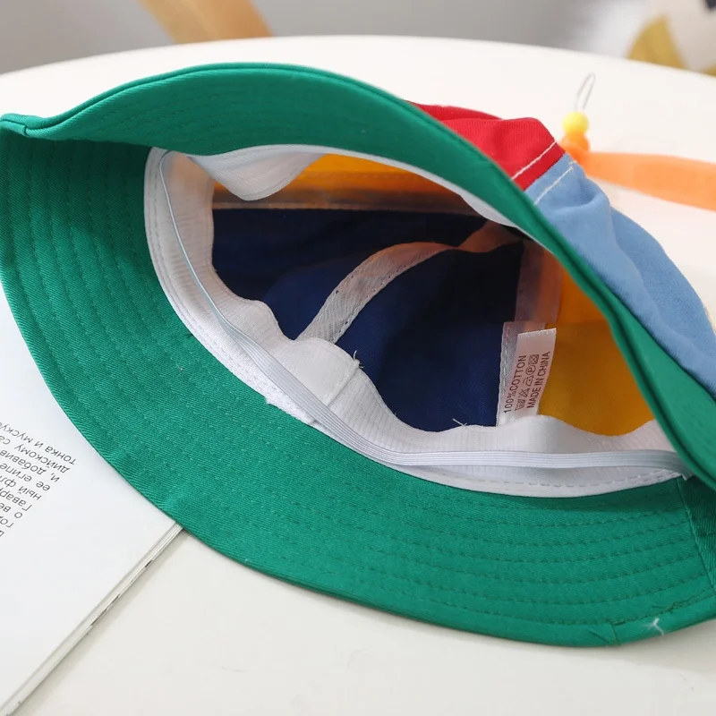 New style fashion multi-color soft cotton Kids bucket hat with propeller children fisherman hat