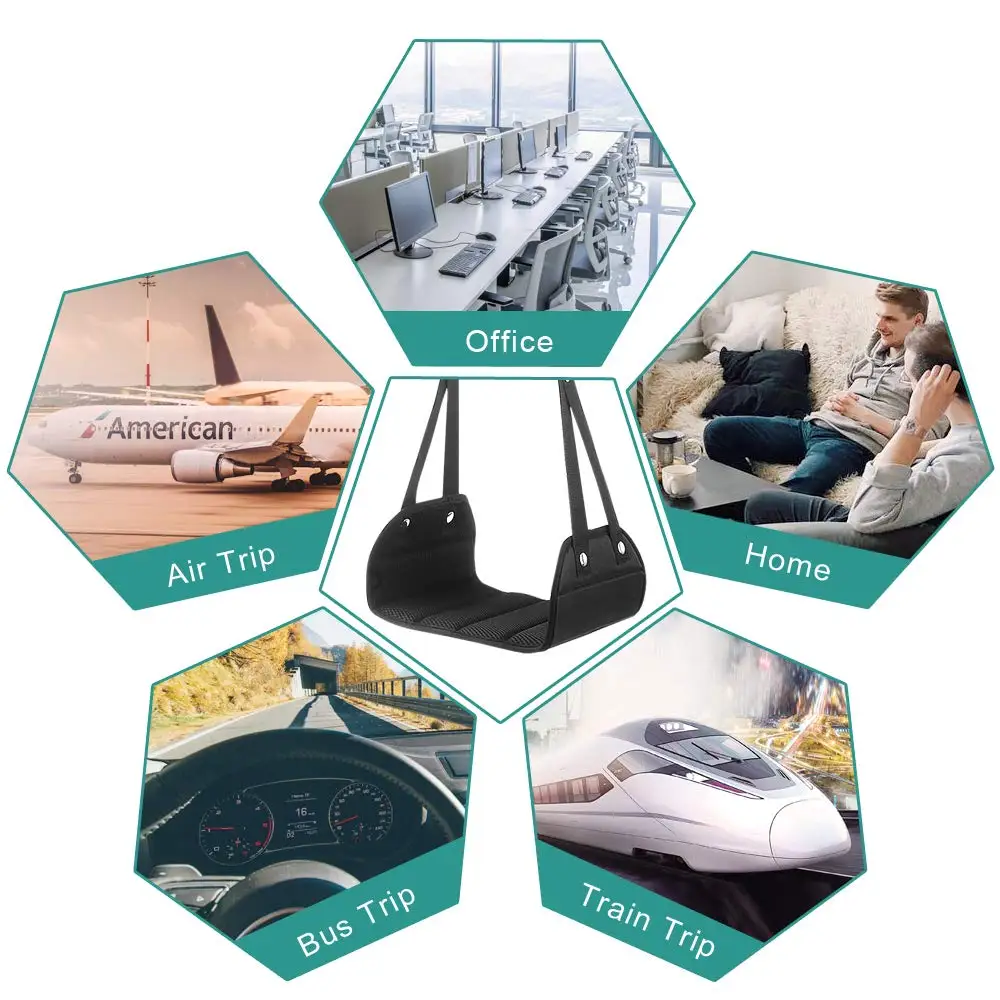 
Portable mesh breathable airplane foot hammock swing with foot rest desk foot hammock 