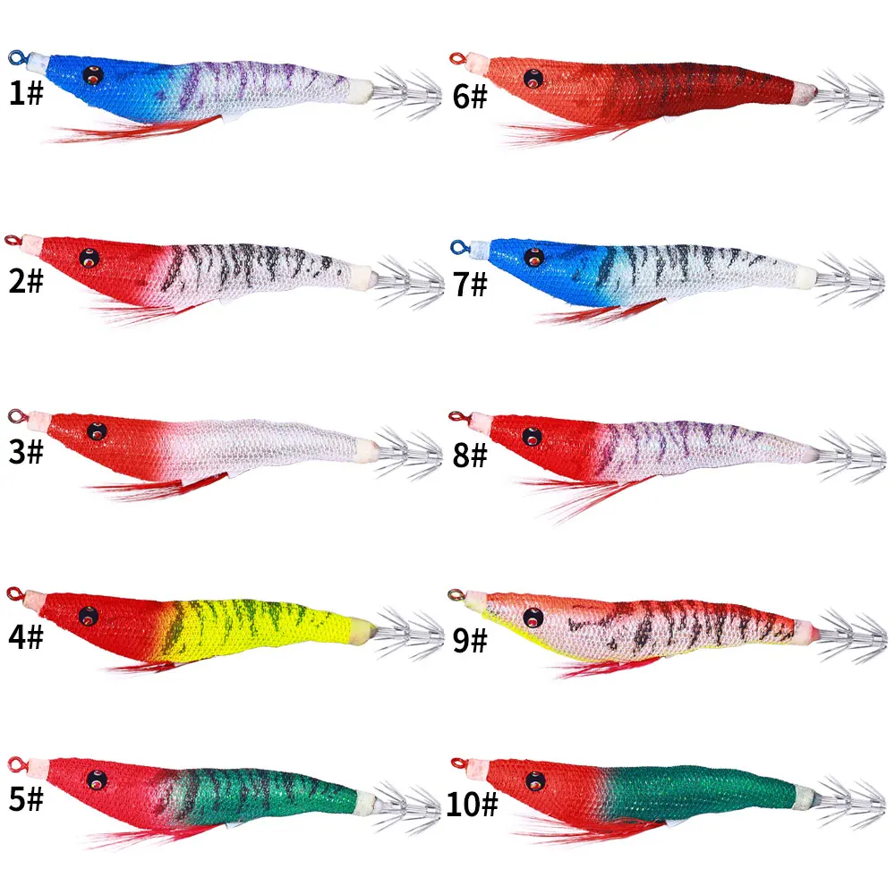 9.2CM/10.7CM Wholesale Plastic Luminous Wood Squid Jig Lure Glow Saltwater  Octopus Fishing Lure