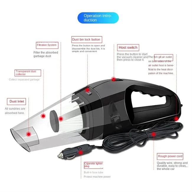 Handheld Car Vacuum Cleaner Strong Power 120W Powerful Car Interior Cleaning Wet Dry dual-use 12V Mini Car Vacuum Cleaner