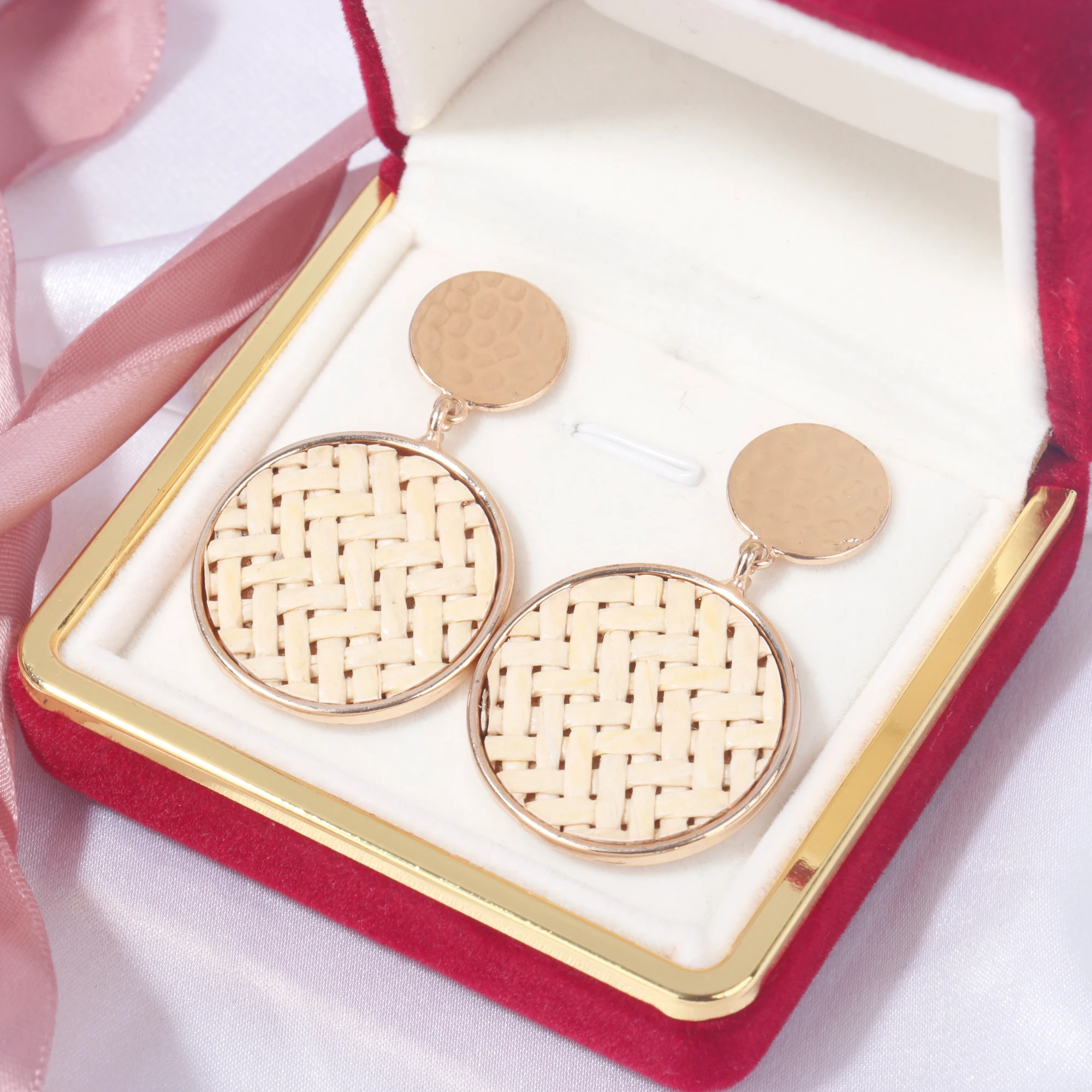 CTWSWU Fashion bamboo weave hypoallergenic Hoop earrings 925 Silver Jewelry Gold Plated Stud Earrings Women Jewellery For Gifts