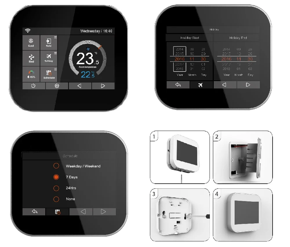 WiFi App control daily weekly Programmable 0-10V FAN 2 pipe Smart thermostat