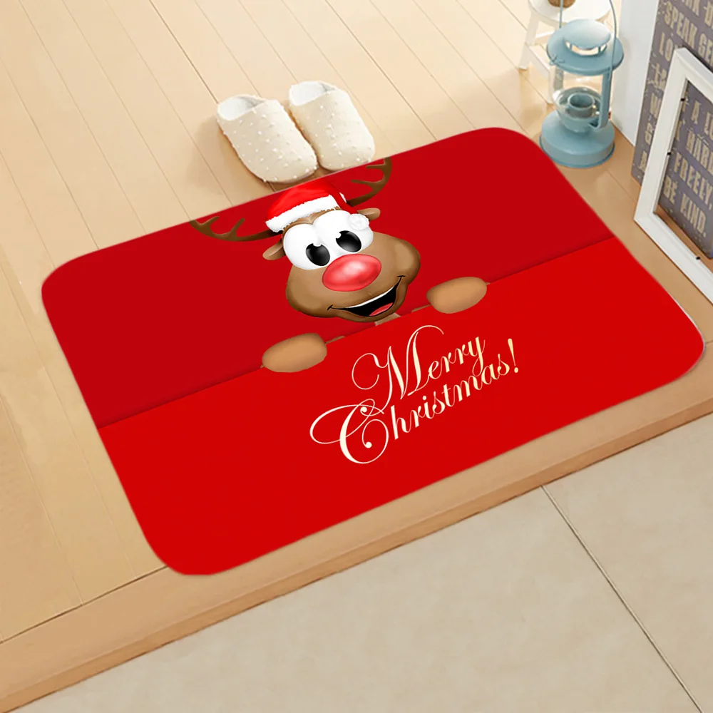 Christmas Carpet Decoration Home floor mat Room Non-Slip Flannel rug Santa Claus Xmas Snowman christmas decorations for home