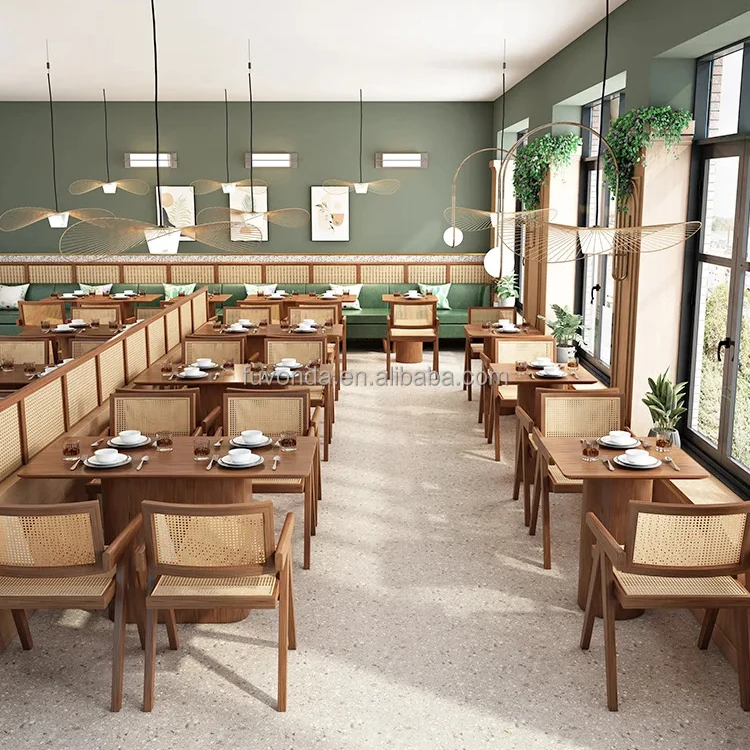 South East Asia Style Rattan Dining Chairs and table booth sofa chairs furnitures for restaurant