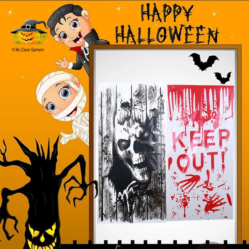 
New coming customized party fancy scare items halloween bloody door cover 