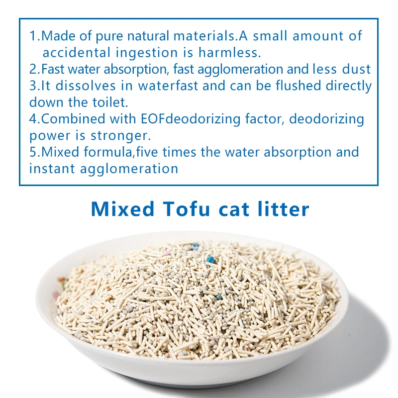 Oem Cat Litter Sand Clumping Bentonite Customized Packaging Easy Clean Mix Tofu Cat Litter
