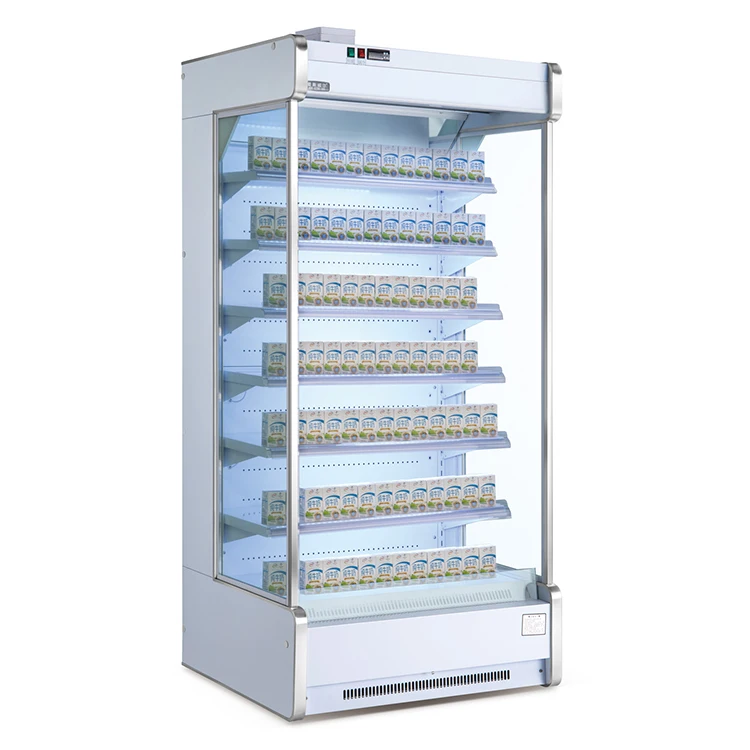 Single-Temperature Mini Multi-Deck Open Chiller for Displaying Cold Drinks and Milk Groceries Fridge
