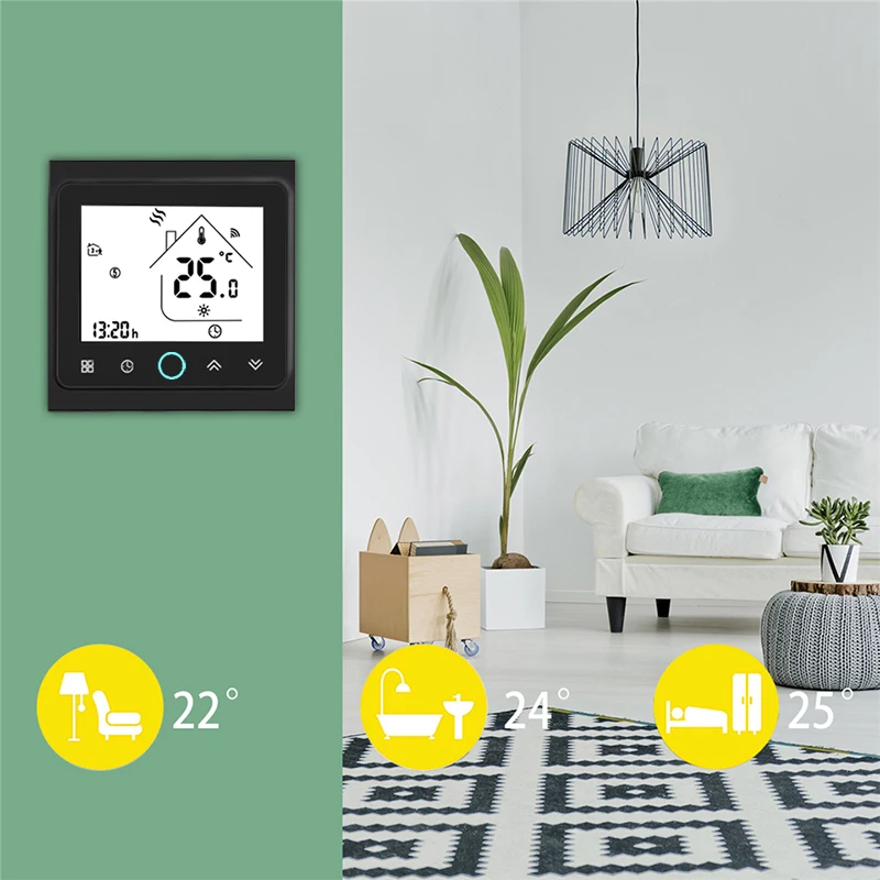 Вентиляторная катушка для двух/четырех труб Tuya Smartlife 220 В переменного тока 12 постоянного комнатный клапан Wi-Fi термостат