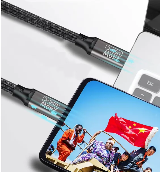 New Standard 0.2m or 3m Pd 240w High Power Fast Charging Usb C3.0 Type-c To Type-c Short Cable