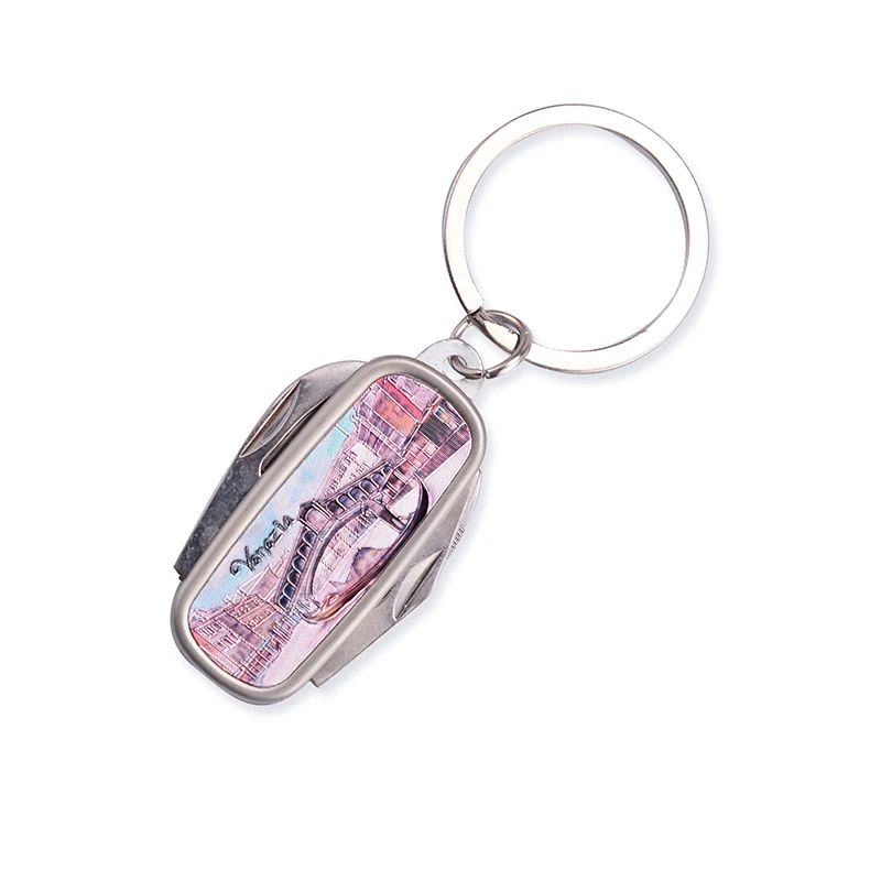 Promotional Venezia Keychain Silver Paper Mini Knife Keychain For Souvenir Gifts