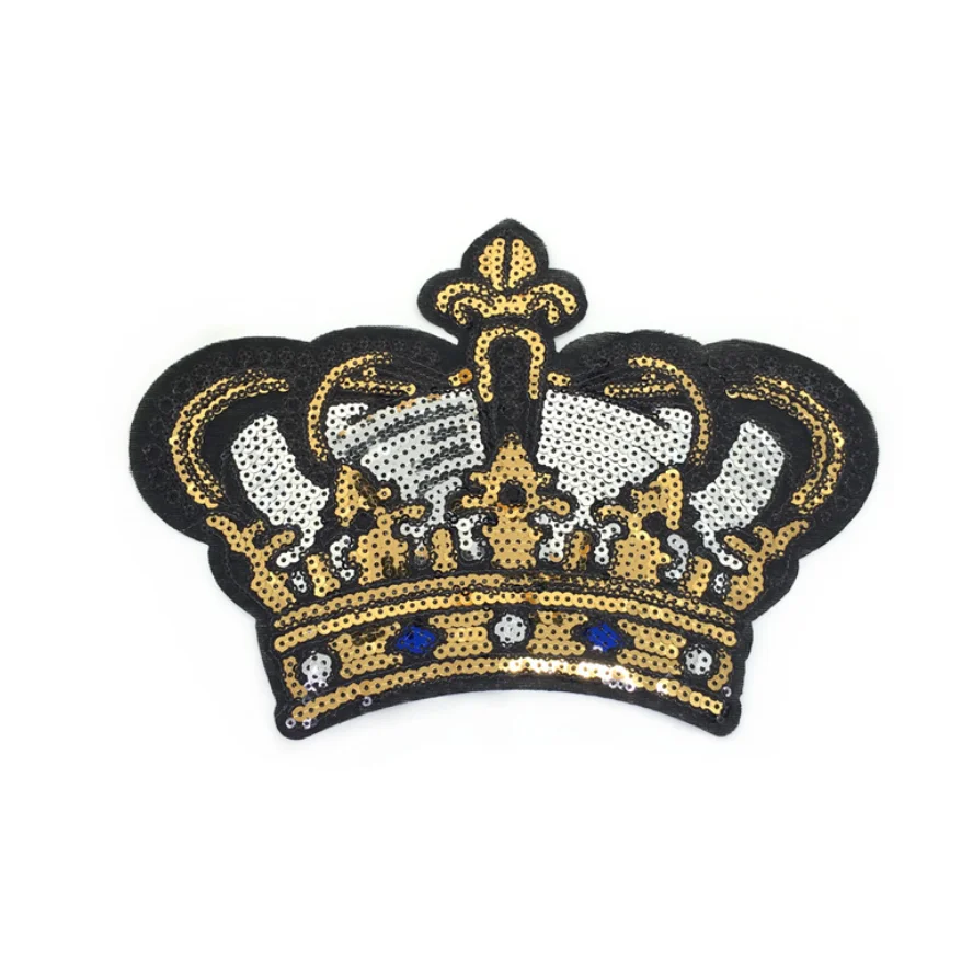 CC Sequin Patch Crown Patch Shiny glue iron on black sequin embroidery patches applique
