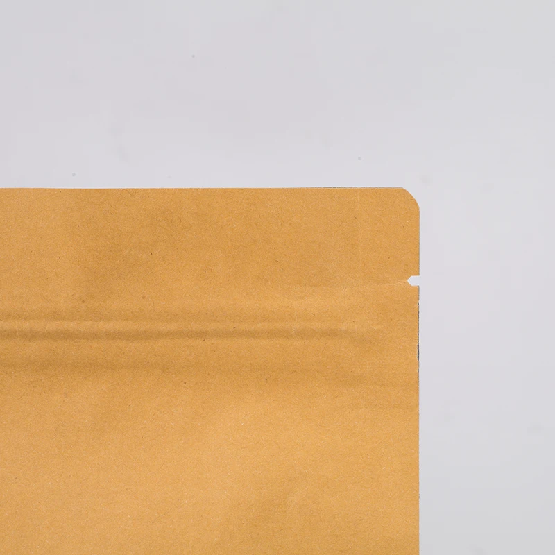 In stock flour ziplock pouches aluminum foil kraft paper bag flat bottom tea packaging bags