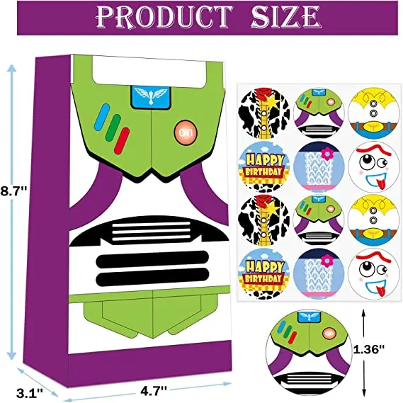 Custom kraft paper handle bag Toy Inspired Story Theme Party Favor Goody Treat Gift Bags for Kids Boys Girls Party Decorations