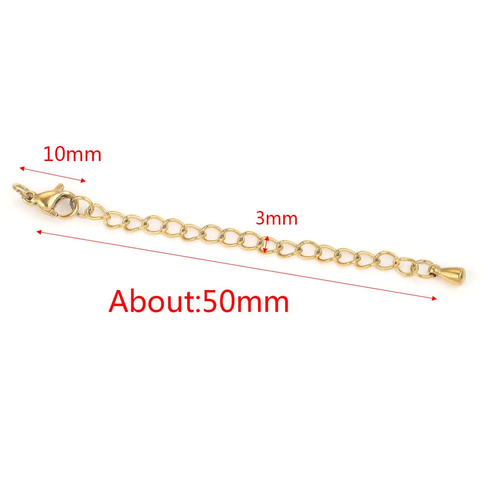 Stainless Steel Extended Extension Tail Chain Lobster Clasps Connector for Bracelet Necklace Jewelry Making DIY 15