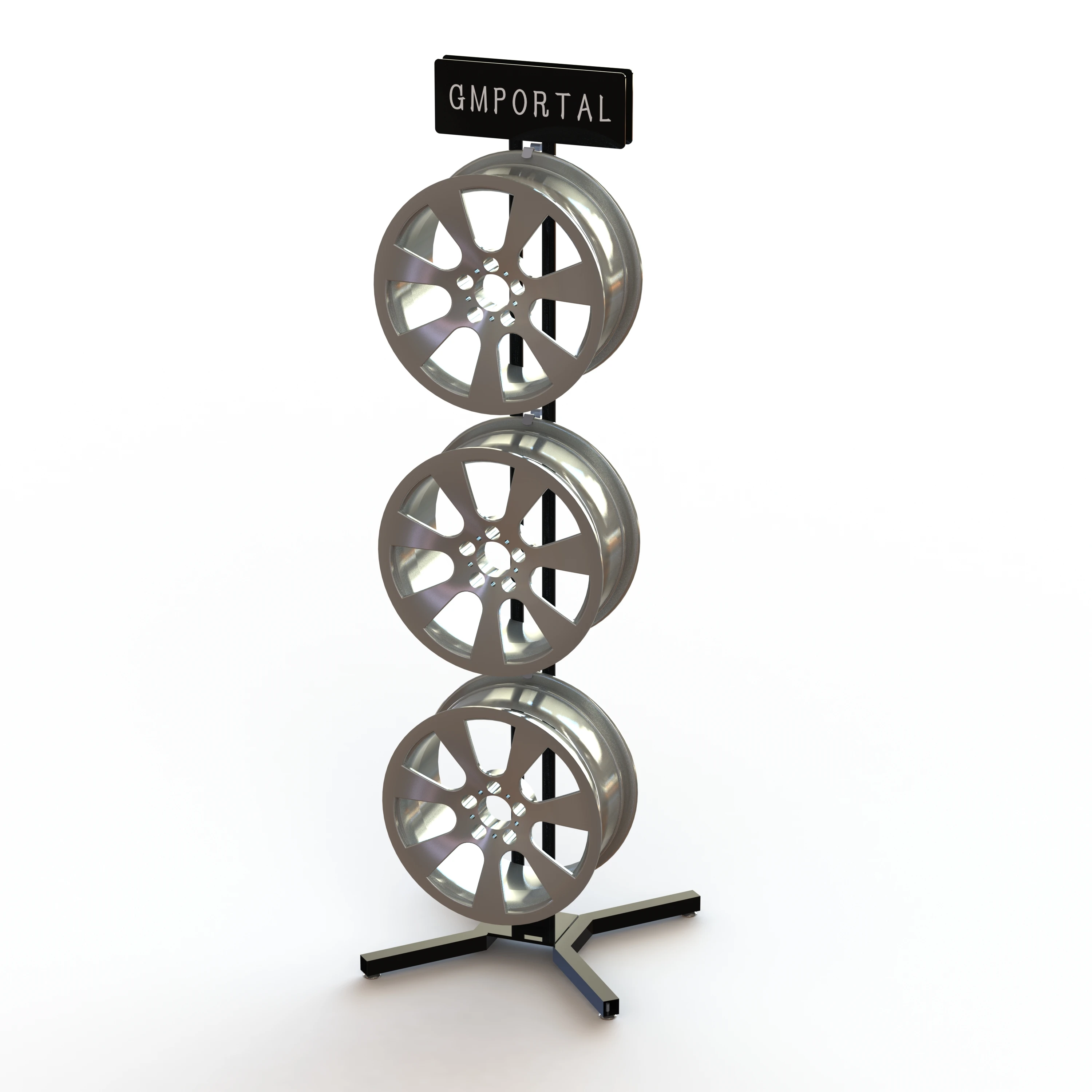 Six Wheels Floor Metal Display Stand Double Sides Alloy Wheel Auto Accessory Display Rack