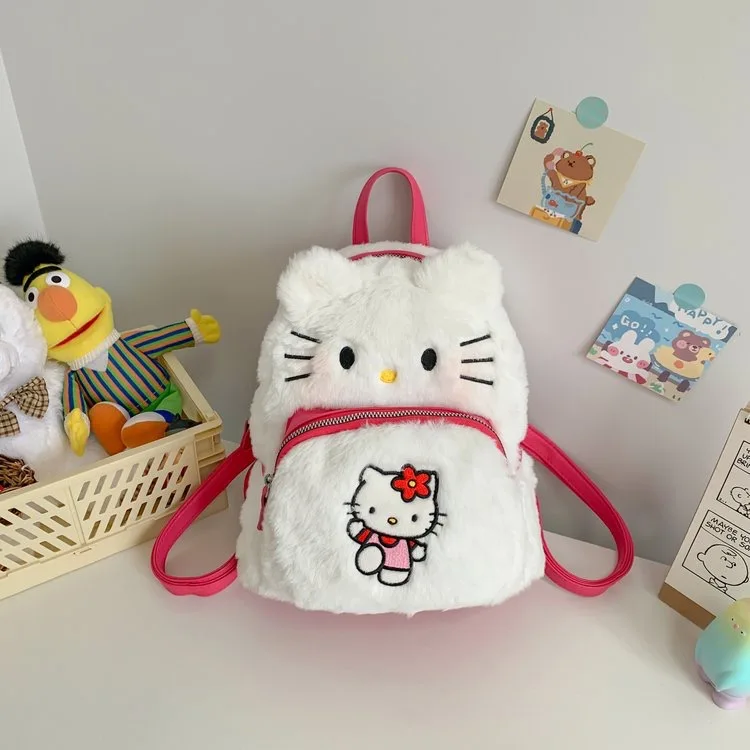 Fashion Girls Cute Bags Small Round Plush Bag Sweet Large Capacity Zipper Bag For Daily Usage Japanese Style