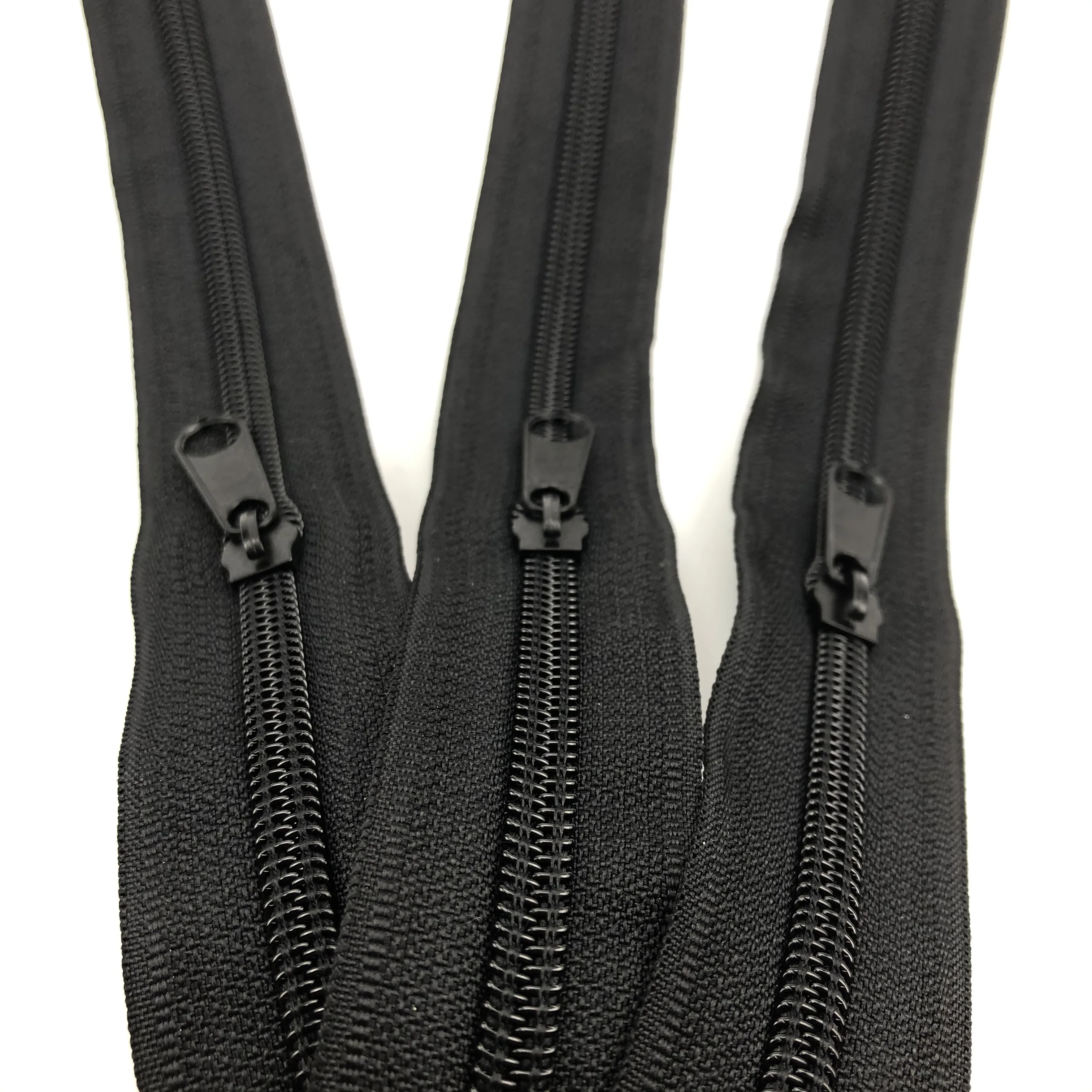 Factory high quality 10# code zipper black nylon long zipper for tent for bags