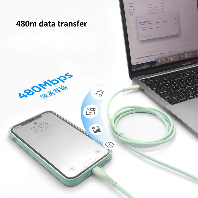 MFI certified  Type c to lighting soft silicone 3A fast charging cable for iphone 14 pro  max