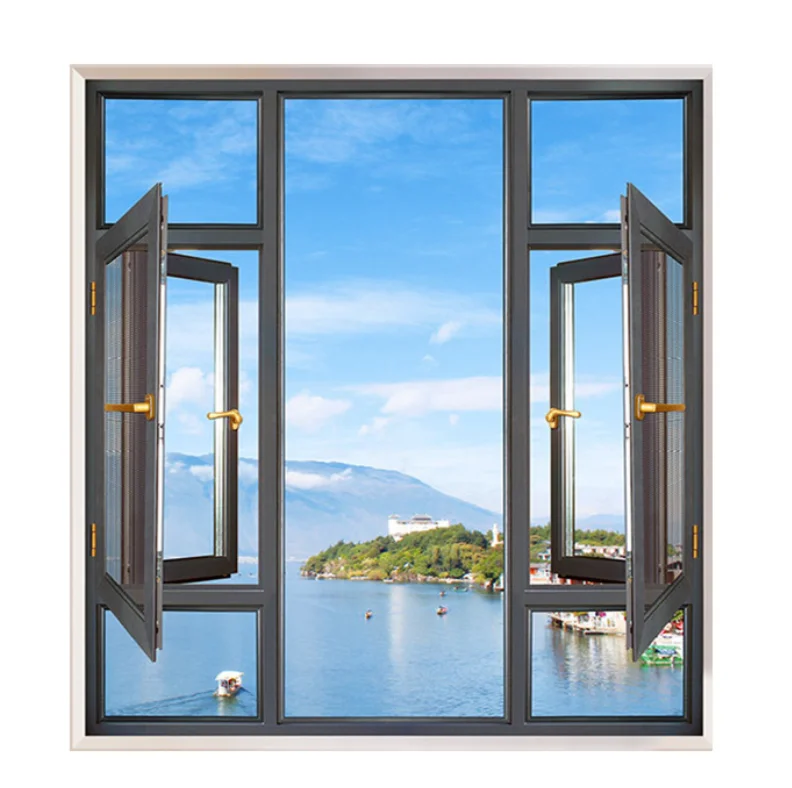 Windows Double Glazing Upvc Casement Windows Can Be Customized French Apartment PVC Plastic White Rolling Anti-theft Fiberglass