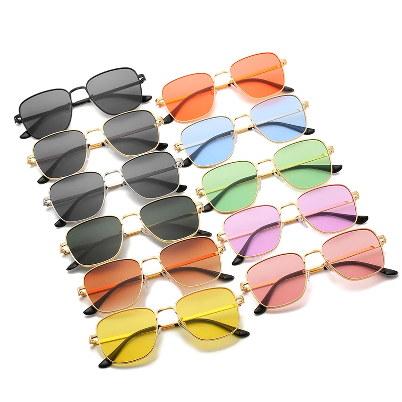retro metal square sunglasses men ocean pink blue lens custom logo wholesale sunglass women