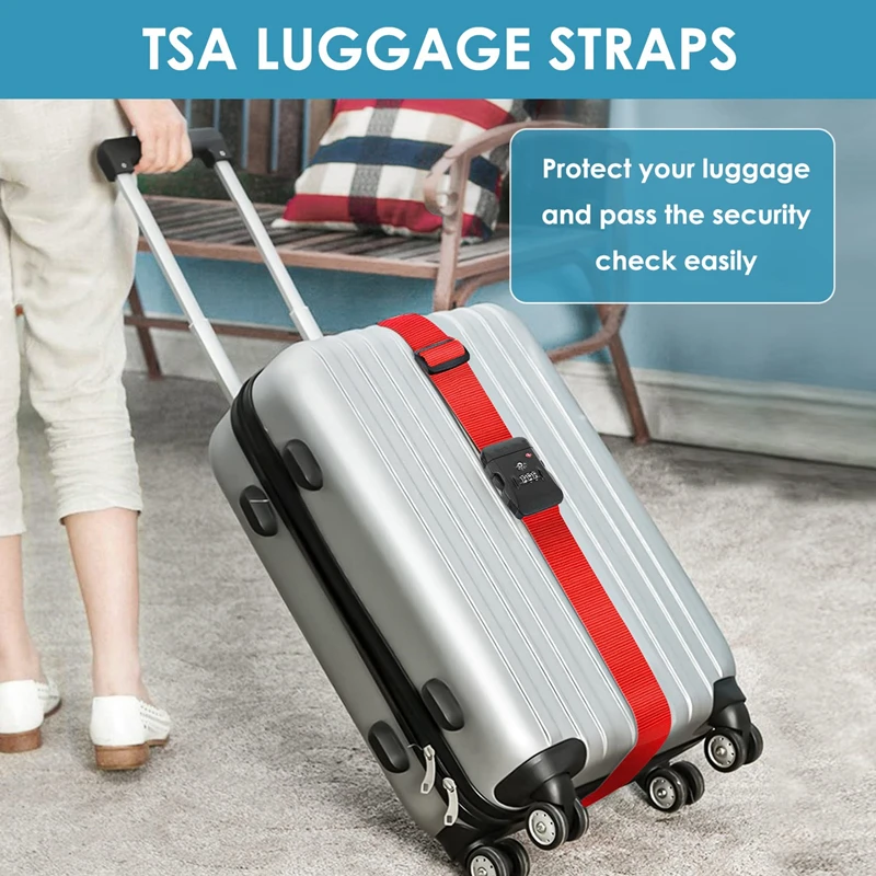 Travel Durable PP TSA Combination Lock Suitcase Strap Bright Color Adjustable ABS Buckle Password Strap For Protect Your Luggage