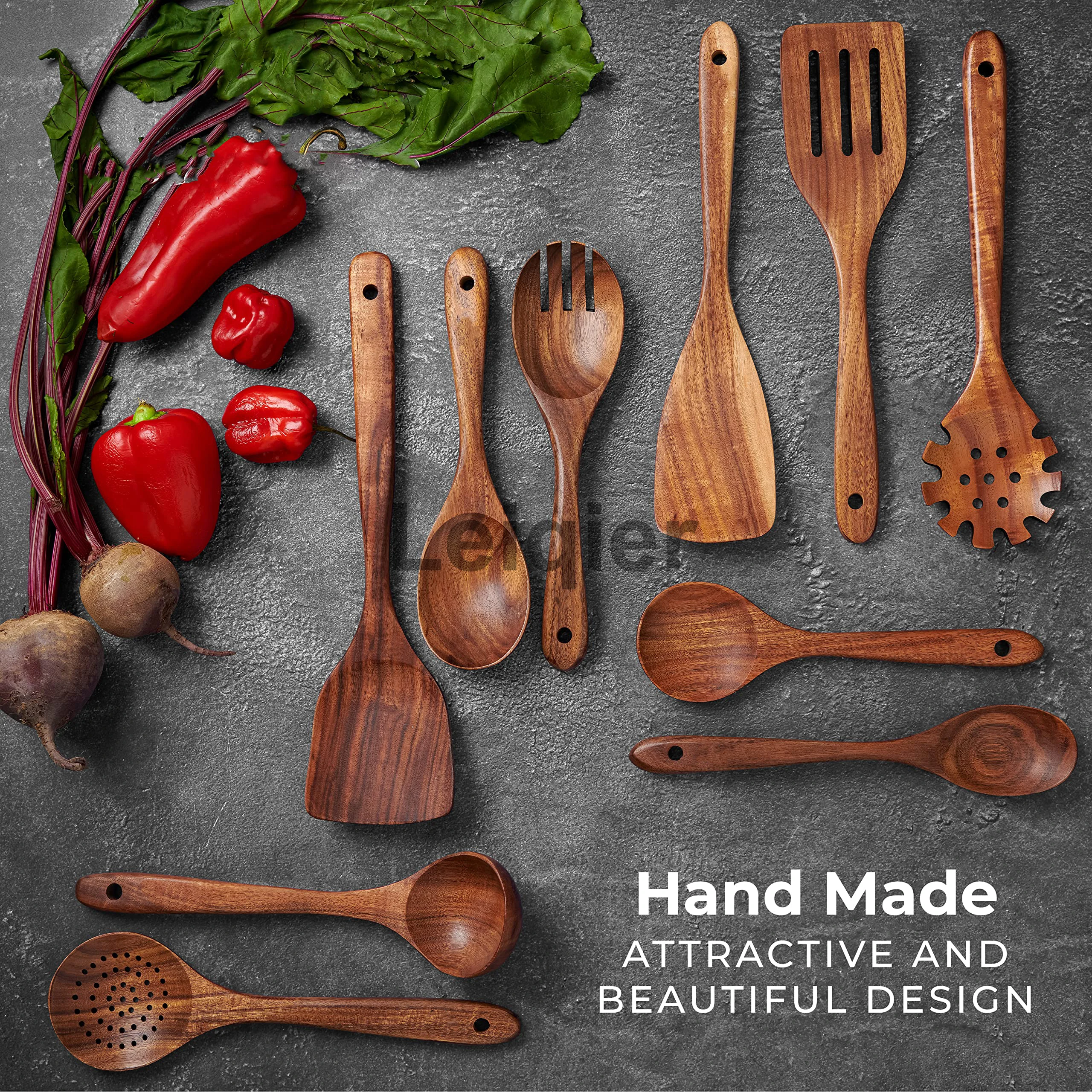 Кухонные принадлежности с логотипом на заказ умные кухонные инструменты деревянная пищевая посуда набор кухонных принадлежностей для сковородок антипригарным