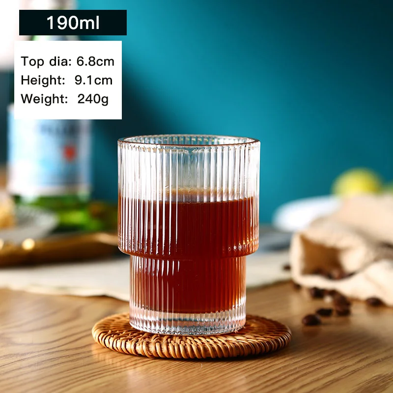 Top Seller Vintage Glassware Ice Coffee Mug Beer Cocktail Drinking Glasses Set Transparent Origami Style Glass Cup