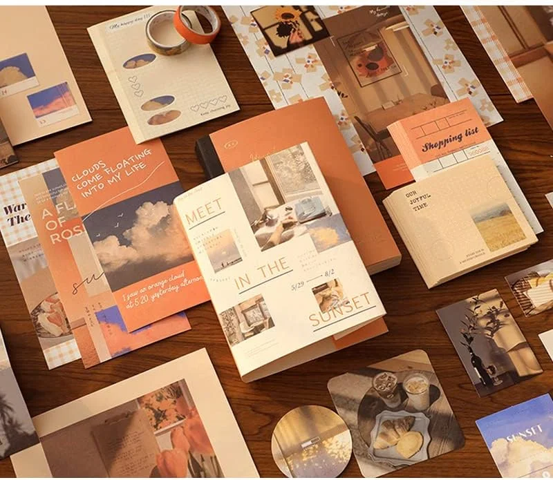 Simno Aesthetic Scrapbook Kit 346pcs Bullet Junk Journal Kit  A6 Grid Notebook DIY Scrapbooking Journal Gift for Teens