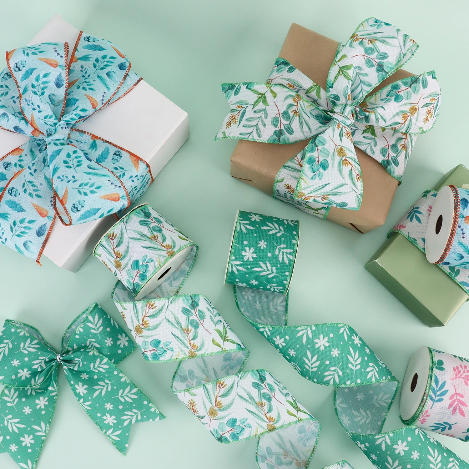 Cartoon Vintage Floral Rose Flower Pattern Summer Decorative Wired Edge Ribbon For Gift Wrapping Decor Hair Bow Wreath Crafts