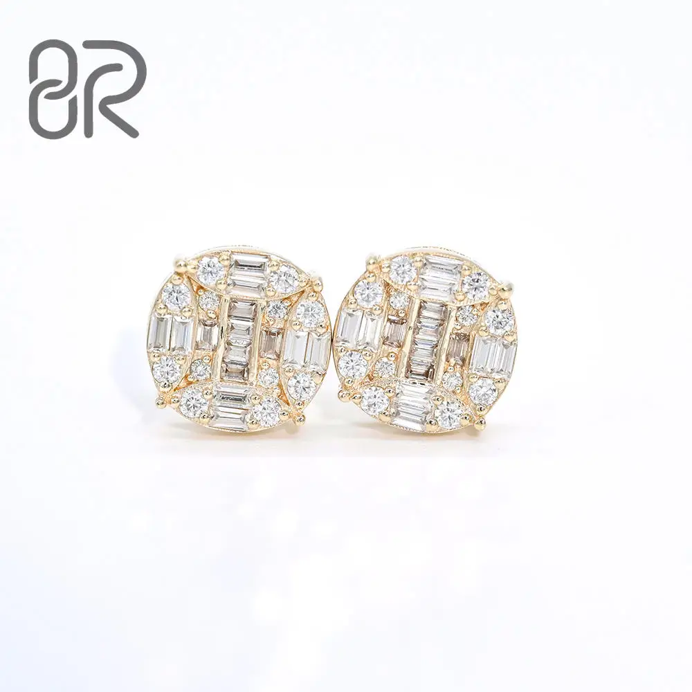 0.5 1 1.5 2 3 4 5 Carat VVS Moissanite Cluster Earrings Hot Sale Wholesale Gold Silver Ingot Gold Plated 925 Silver Men Earring