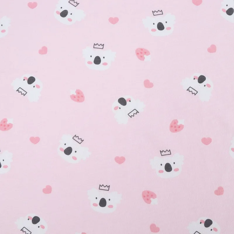 Organic Cotton Cartoon Animal Design Tissue 100% Cotton Knit Fabric Washable Cotton Printed Fabric for Children