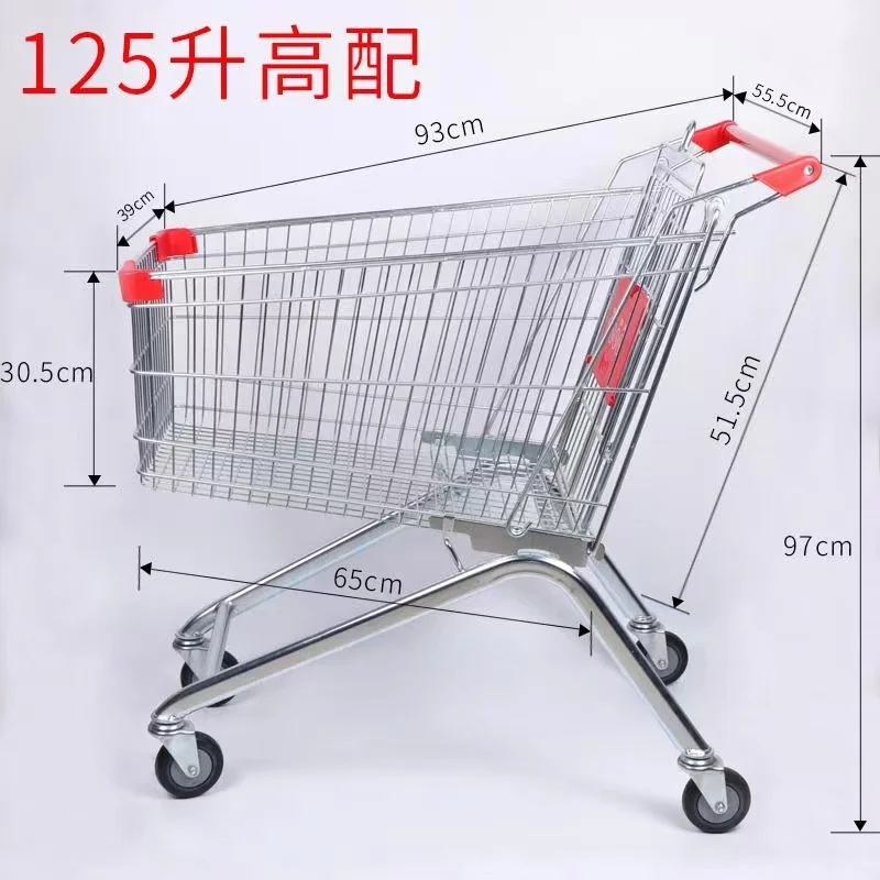 popular european style supermarket  wire shopping trolley steel  cart with plastic cover