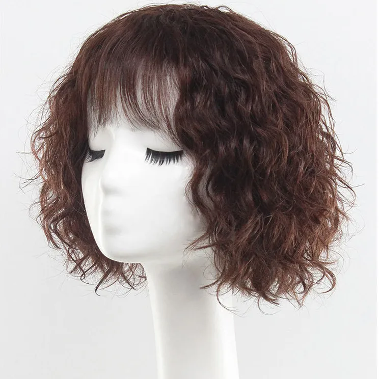 AU Human Hair  Shedding-free Wigs Fluffy  Machine made Breathable Short Curl cuticle aligned human hair wig for women