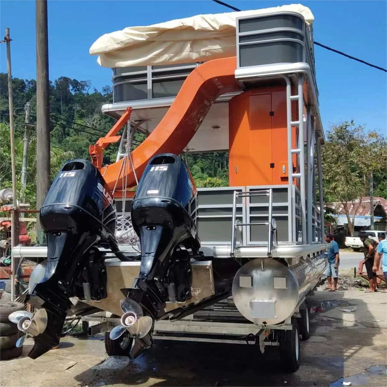 New 30ft Aluminum Double Decker Family Pontoon House Boat with Limited Time Discount  for Sale