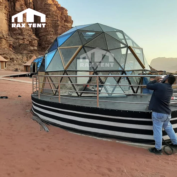 
China manufacturer yurt tent aluminum glass dome tent glass dome house for family resort and hotel in Jordan desert best sale 
