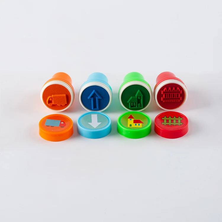 Custom cut lovely gadget plastic mini toy self-inking round shape stamp
