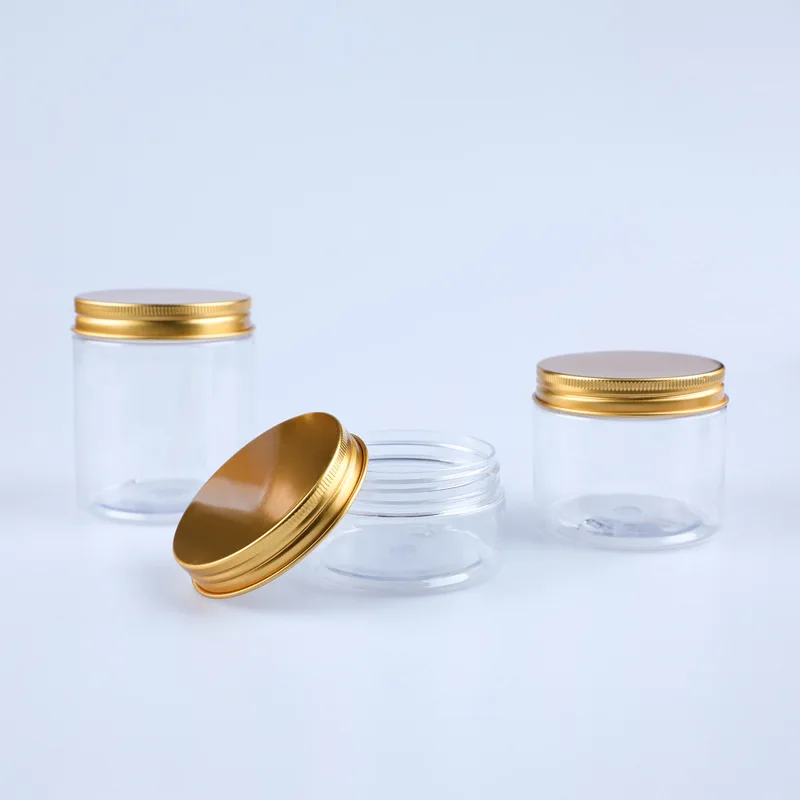 Free Logo Gold Aluminum Black Lid Face Cream Jar For Skin Care Cosmetic Container 50ml,100ml,150ml,300ml,500ml clear cream jar