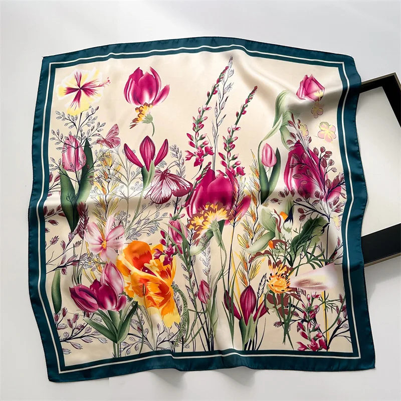 New design printed silk scarf office lady scarf spring and summer imitation silk feeling square scarf