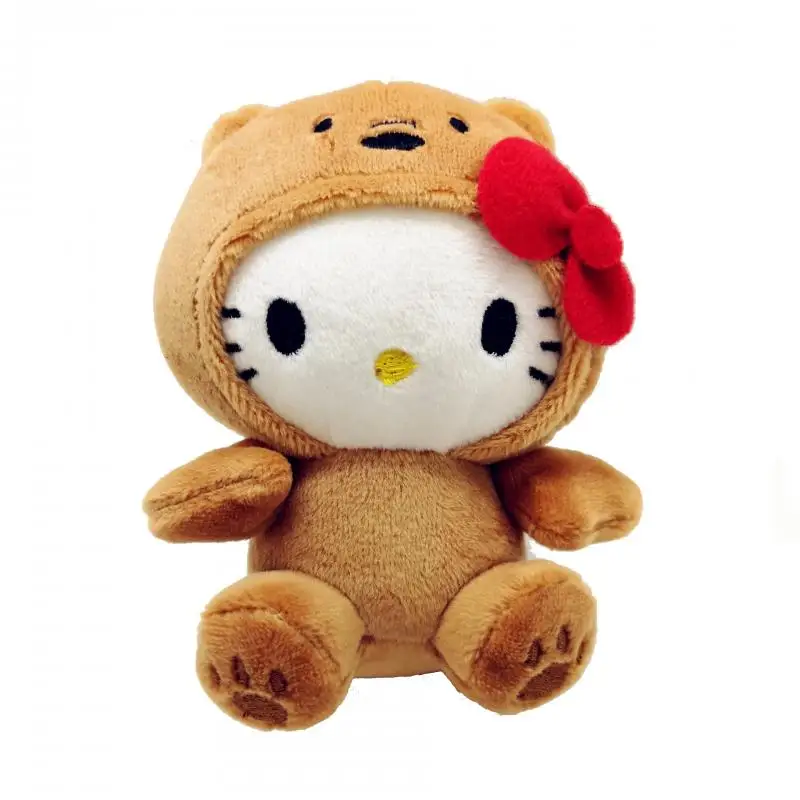10CM Kawaii Anime Plush Toy With Bow Cats Brown Bear White Bear Panda Cute Soft Stuffed Pendant