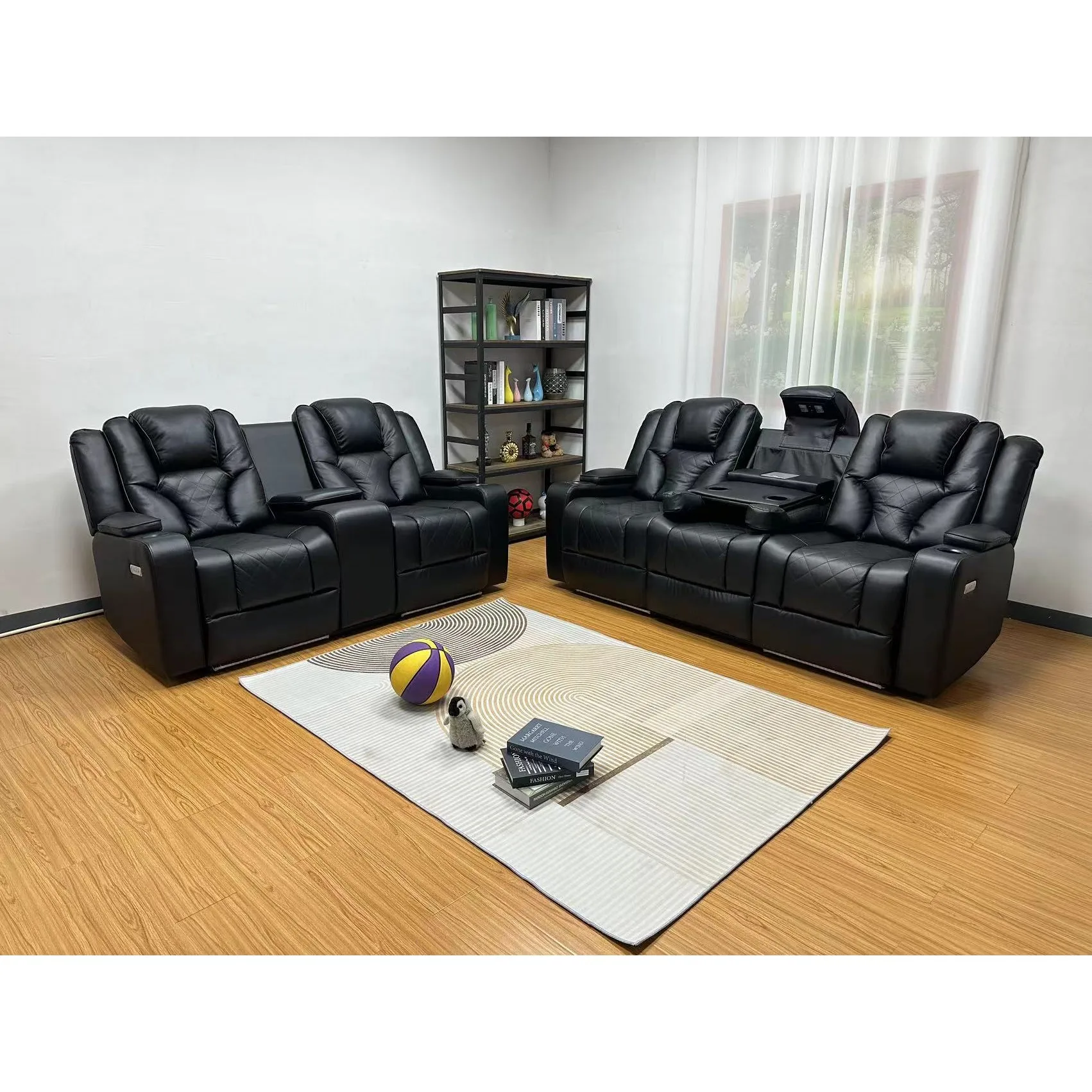 Latest fashion design high quality European style leather electric sectional sofa set