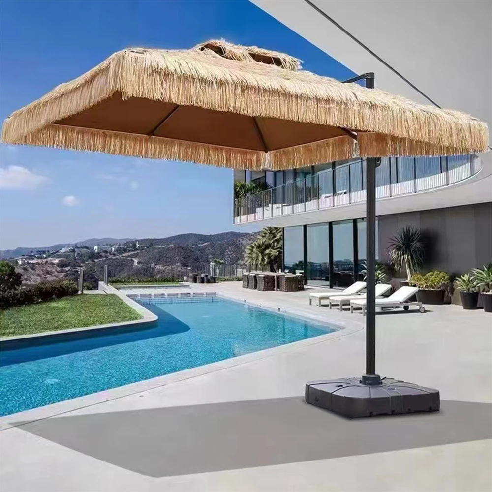 Custom Luxury 8ft Windproof Swimming Pool Palm,Palapa Thatch Straw Parasol Patio Beach Umbrellas Outdoor/